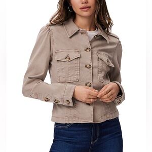 PAIGE Pleated Shoulder Jacket. XS. Vintage Moss Taupe.